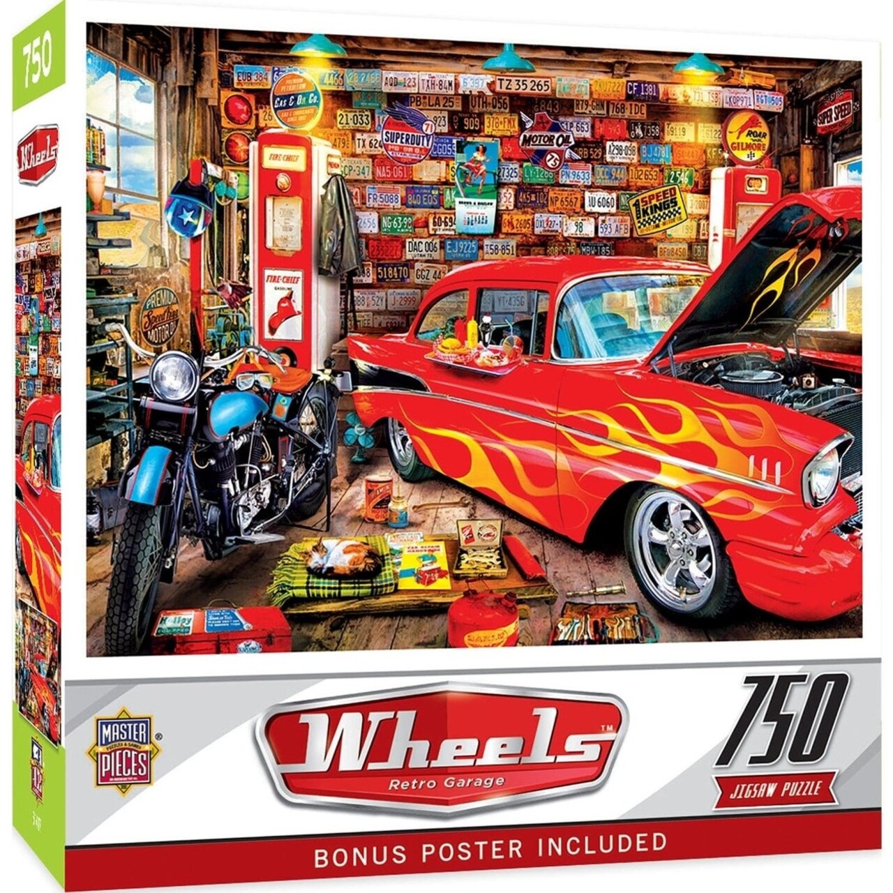 Masterpieces Retro Garage 750 Piece Jigsaw Puzzle Vintage Cars Tools 18X24 Inch